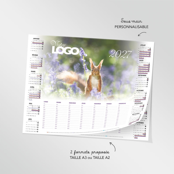 Calendrier sous-main personnalisé