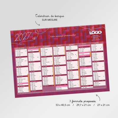 Calendrier de banque - 3 formats